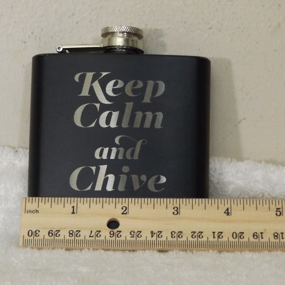 "Keep Calm And Chive On" Flask - Picture 2 of 4